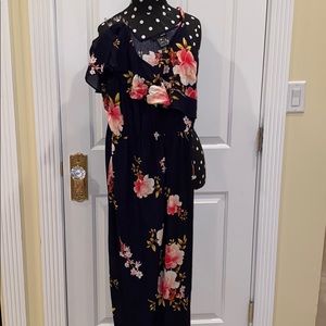 Floral Aqua Asymmetrical Jumpsuit